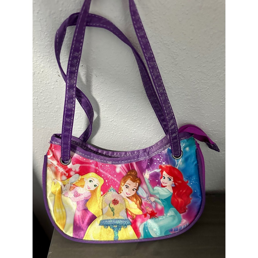 Kids Disney Princess‎ Ariel Belle Rapunzel Shoulder Bag Purple Glitter Strap